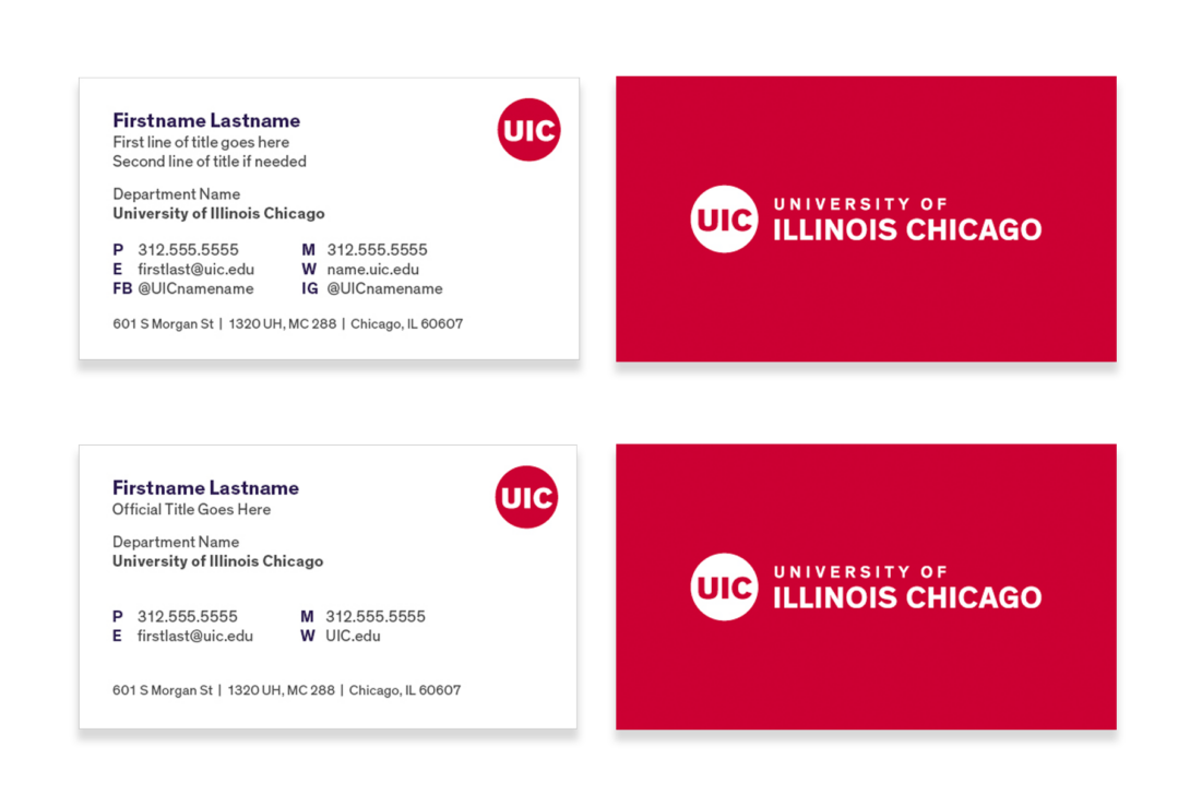University of Illinois Chicago - business cards