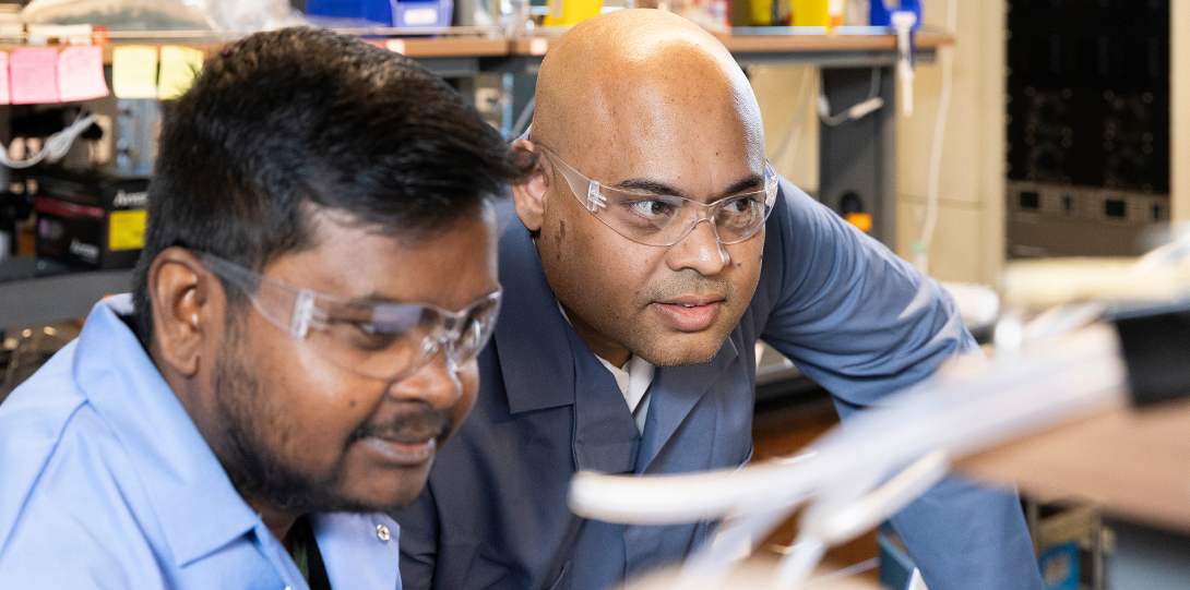 Researchers in lab